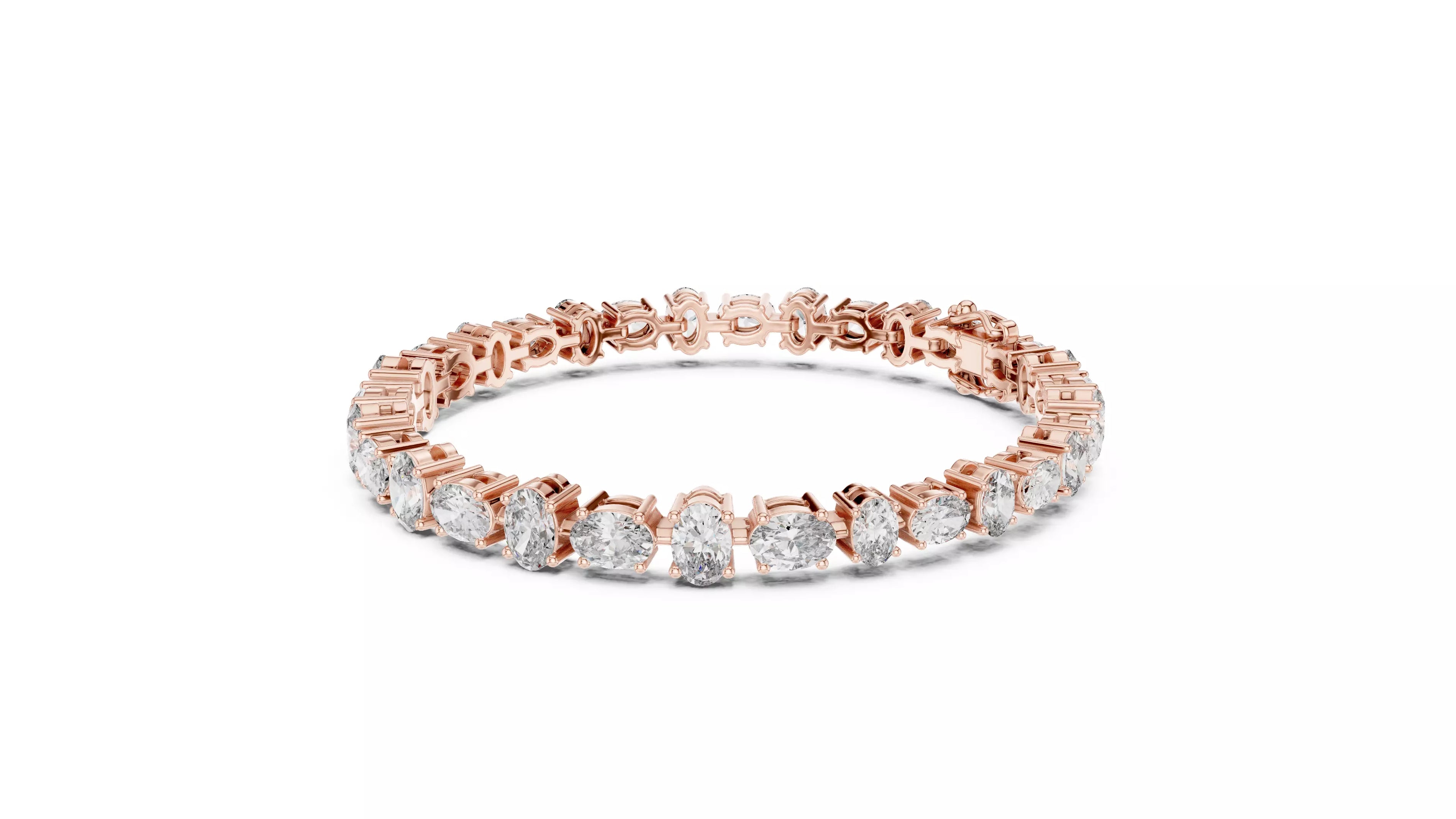 East-West Oval Natural Diamond Tennis Bracelet