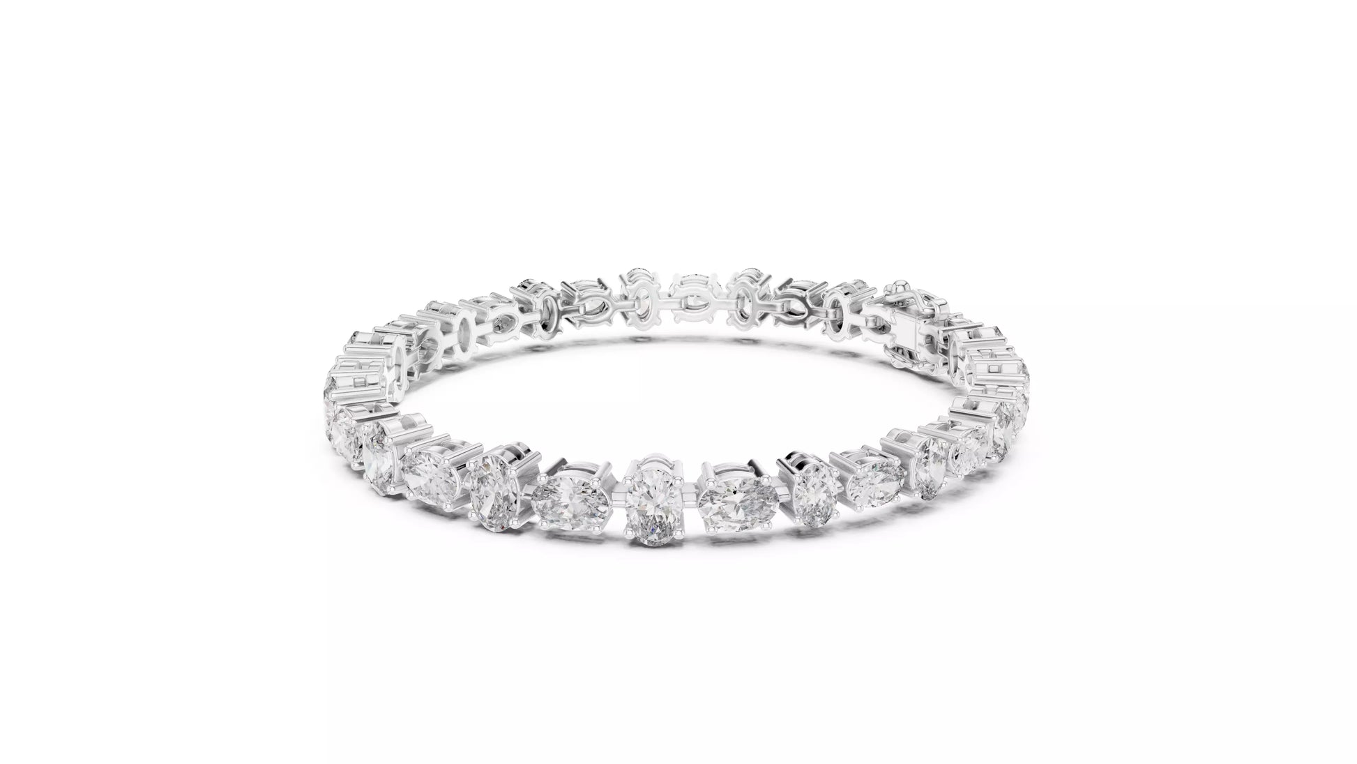 East-West Oval Natural Diamond Tennis Bracelet