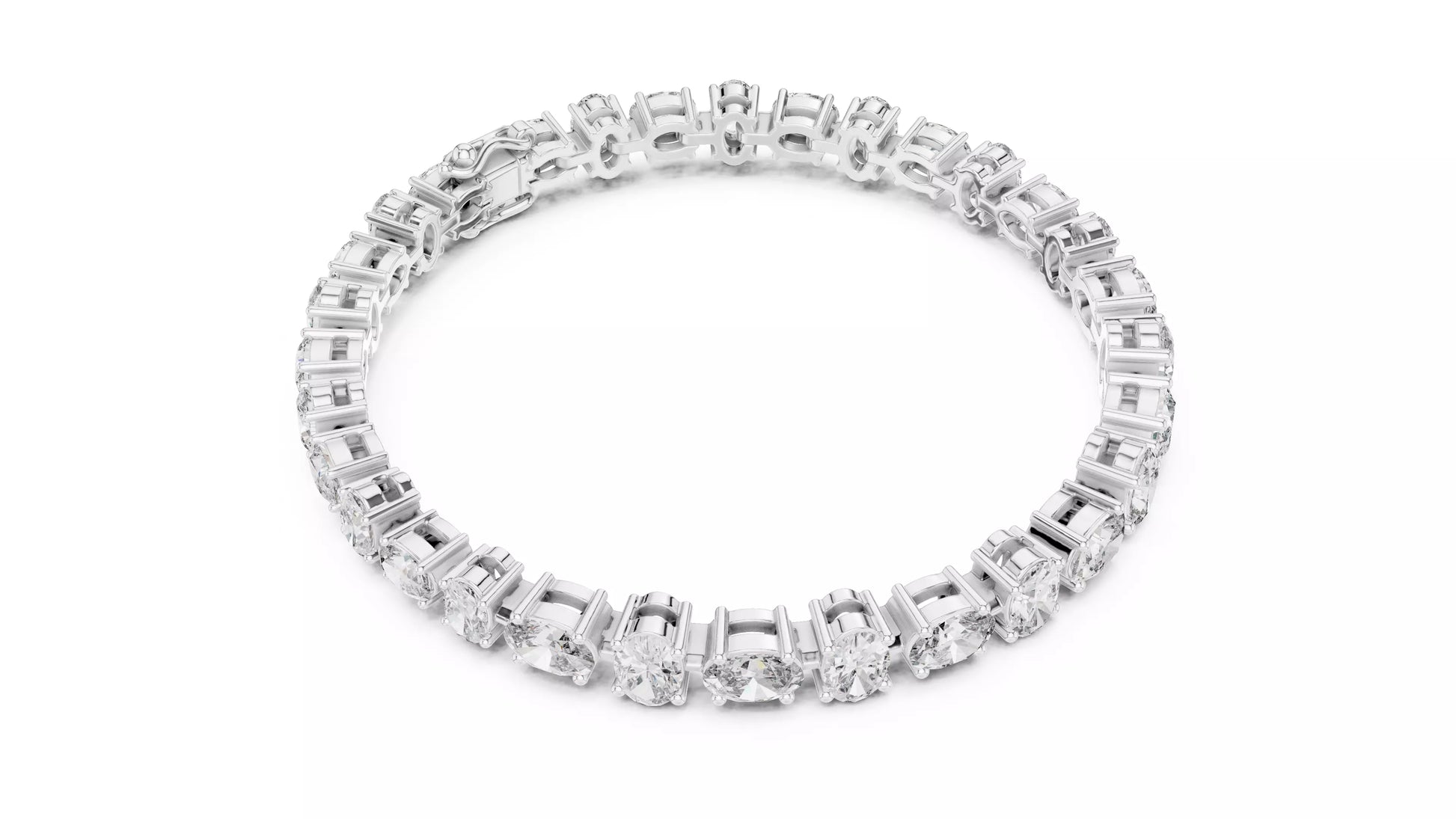 East-West Oval Natural Diamond Tennis Bracelet