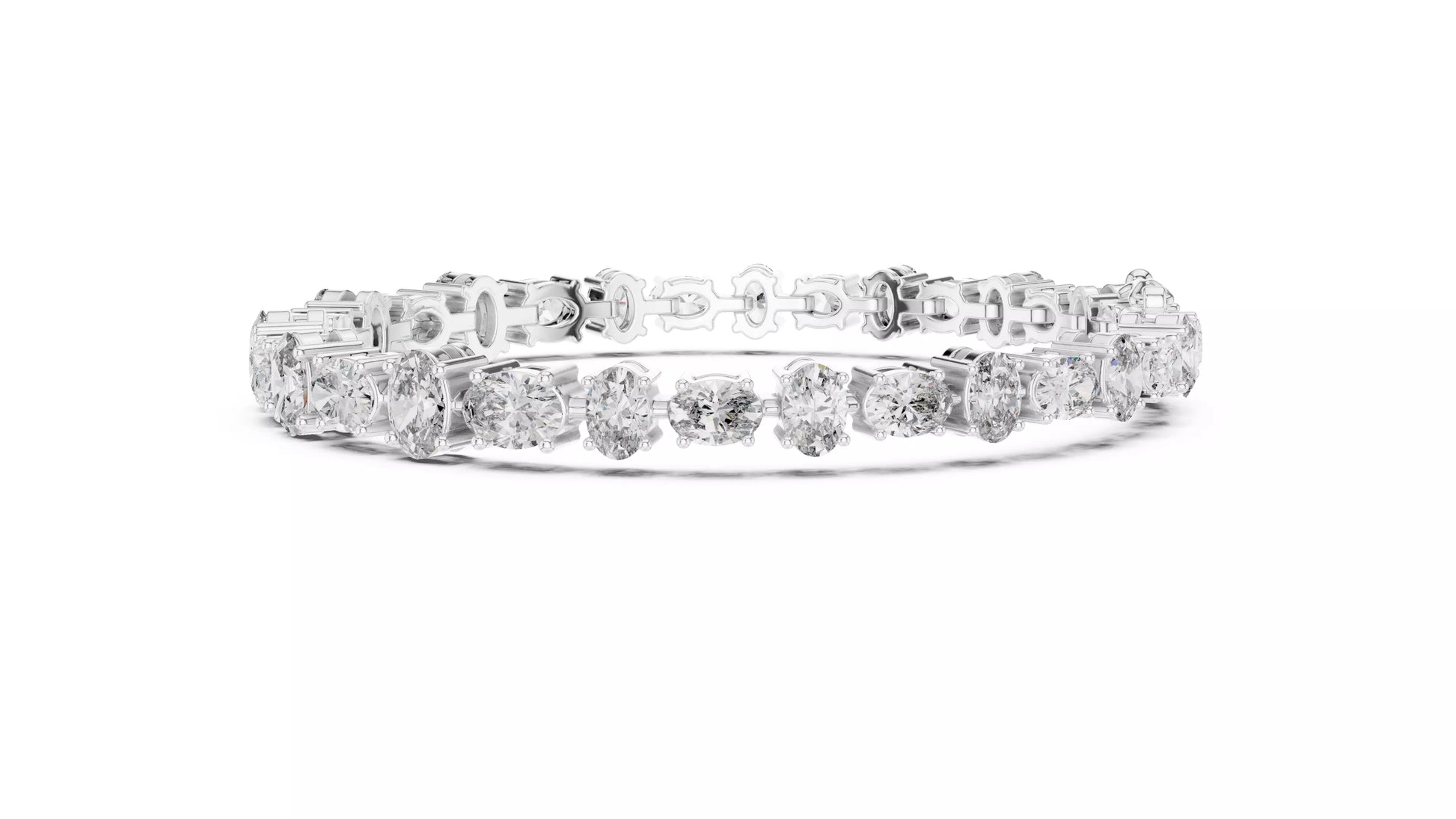 East-West Oval Natural Diamond Tennis Bracelet