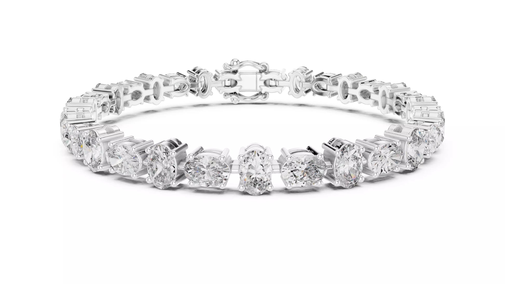 East-West Oval Natural Diamond Tennis Bracelet