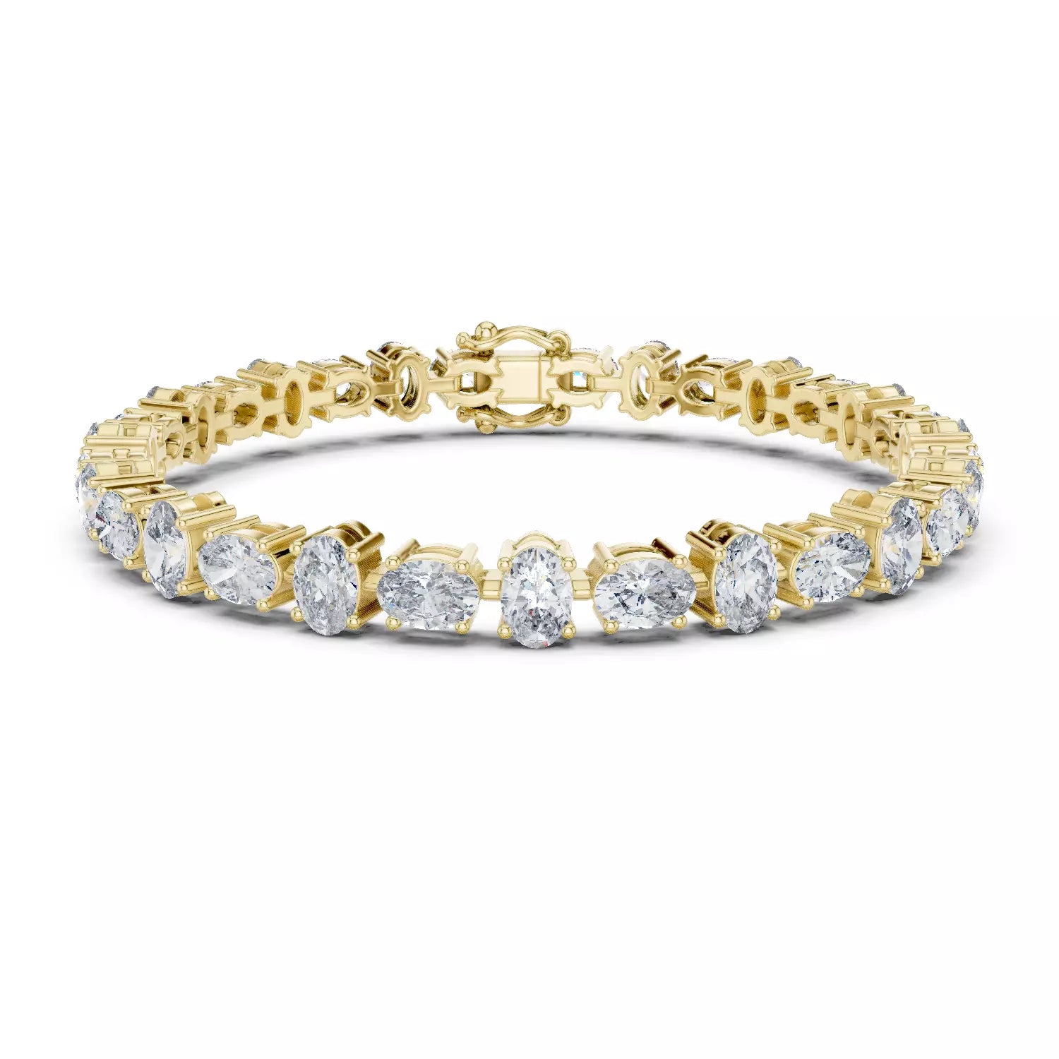 East-West Oval Natural Diamond Tennis Bracelet