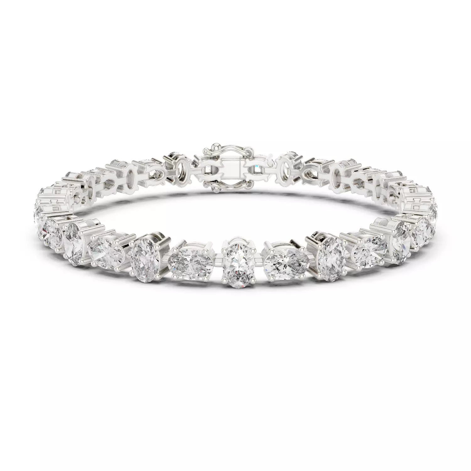 East-West Oval Natural Diamond Tennis Bracelet