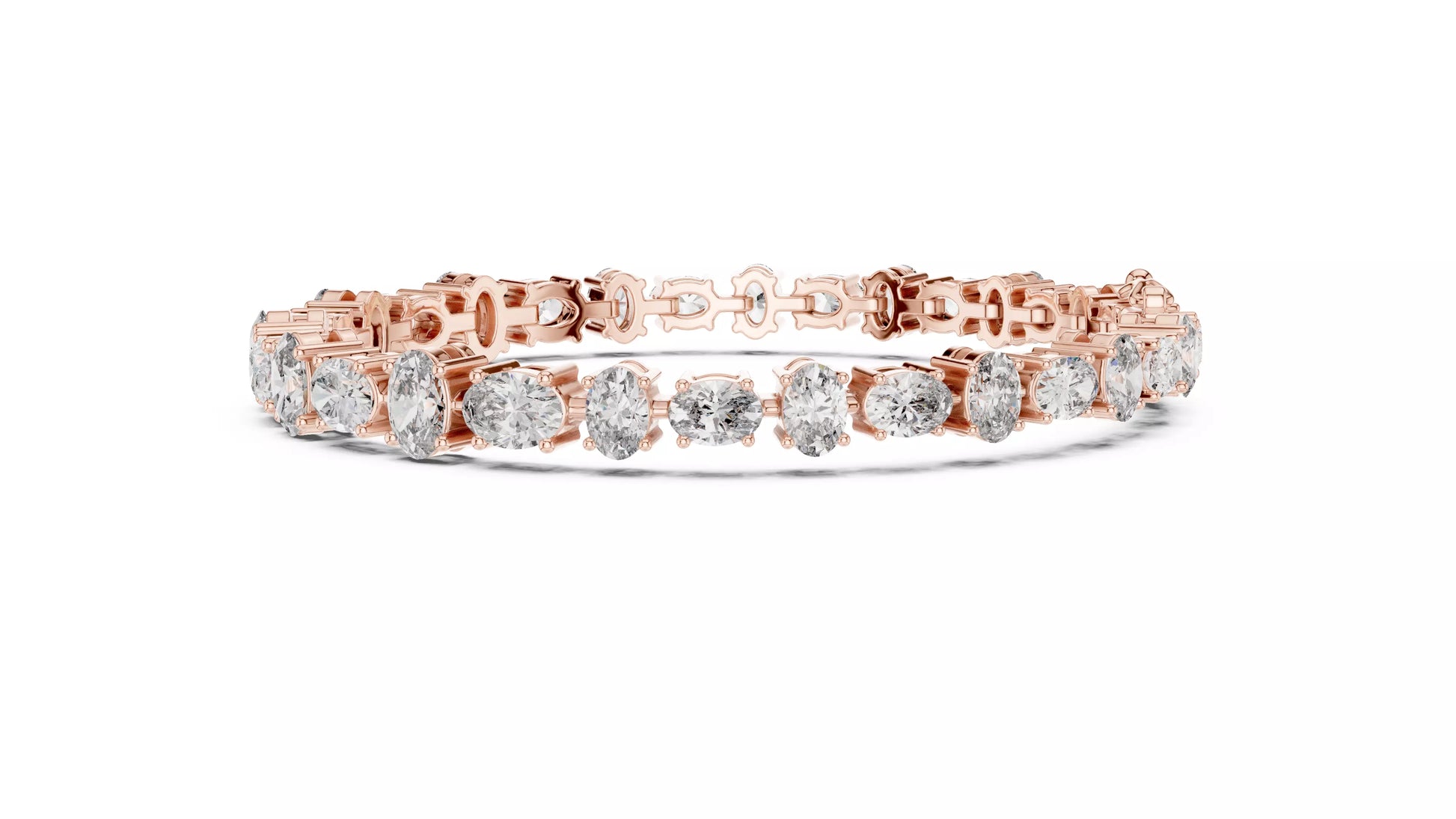 East-West Oval Natural Diamond Tennis Bracelet