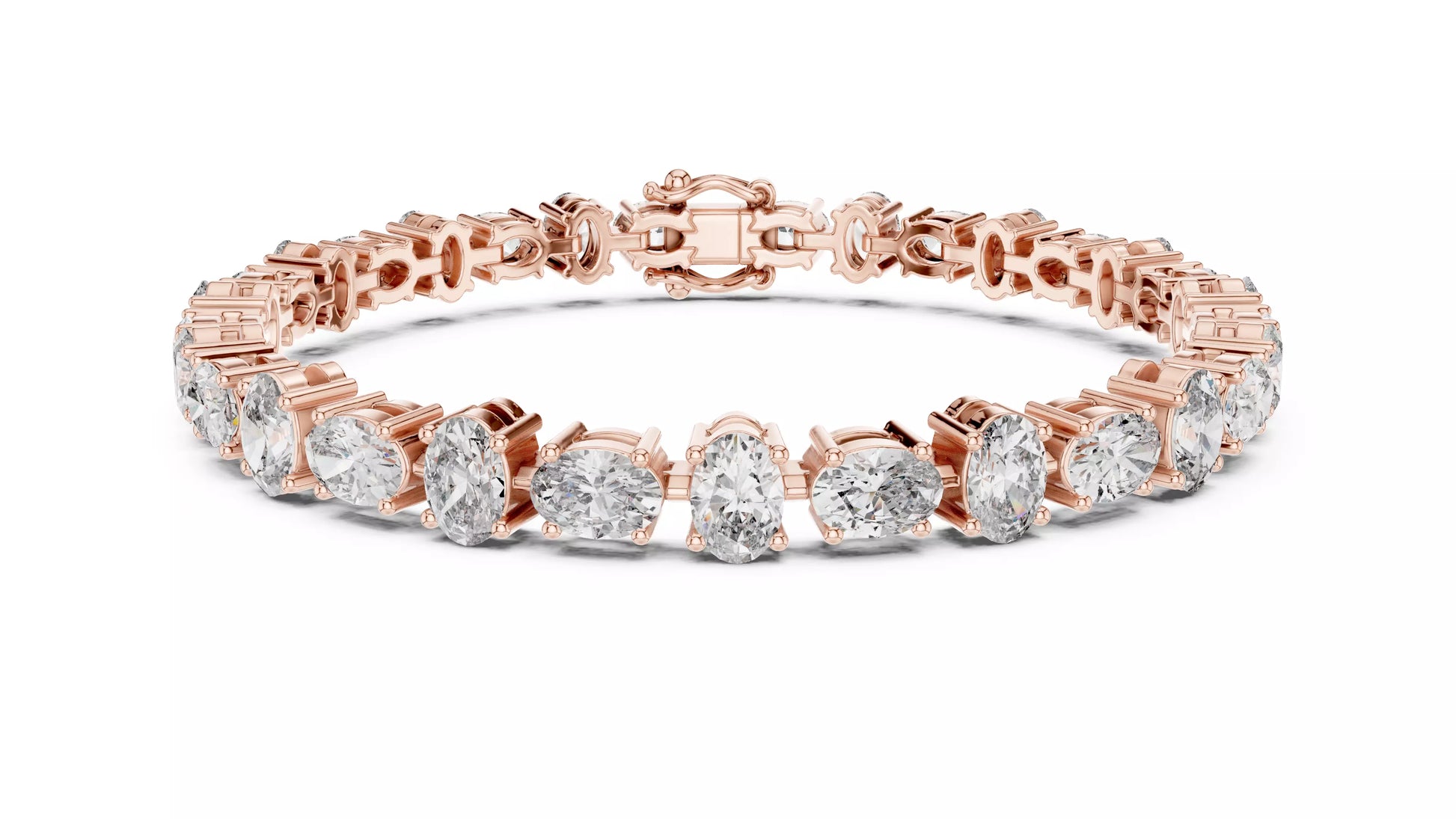 East-West Oval Natural Diamond Tennis Bracelet