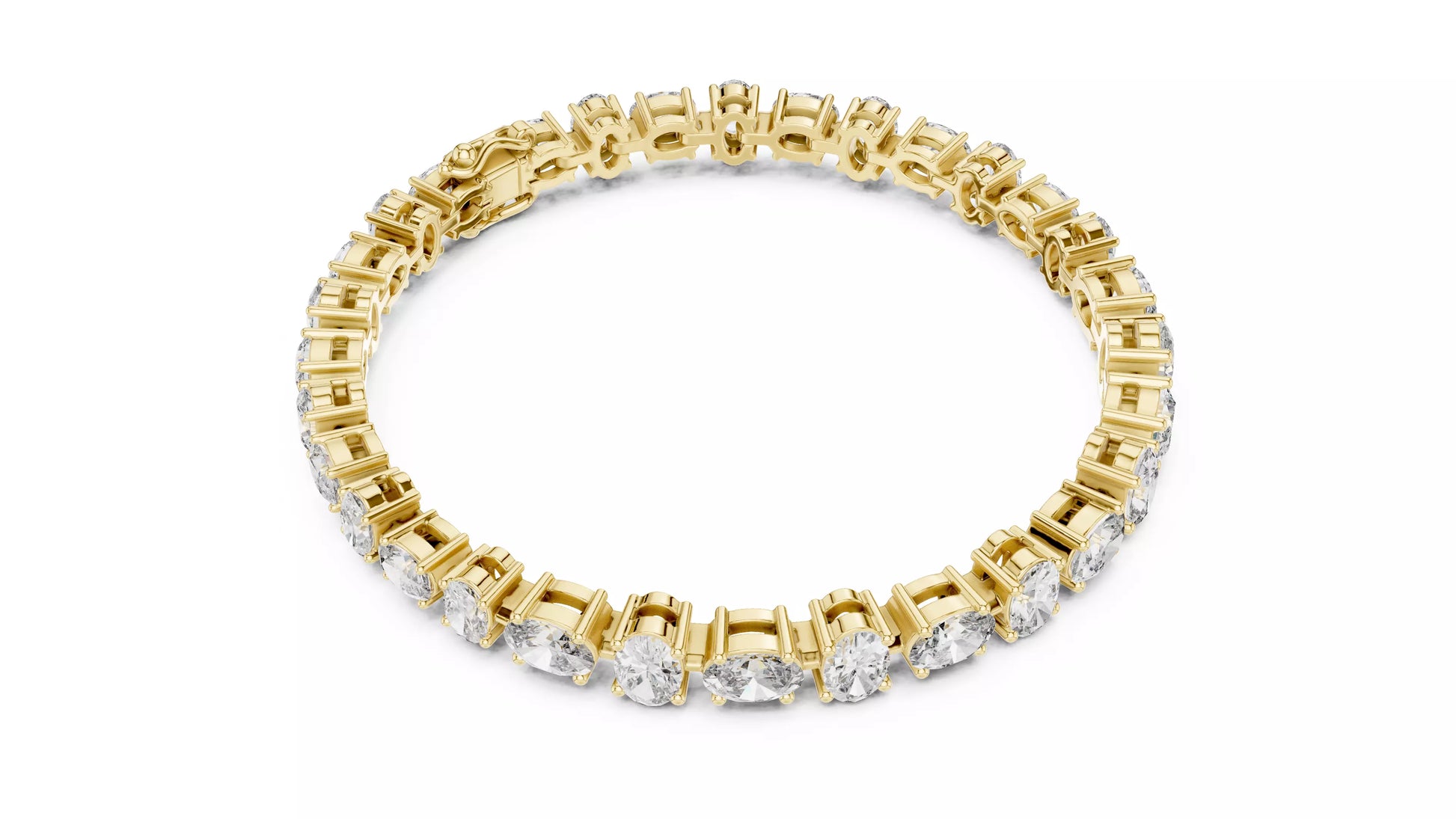 East-West Oval Natural Diamond Tennis Bracelet