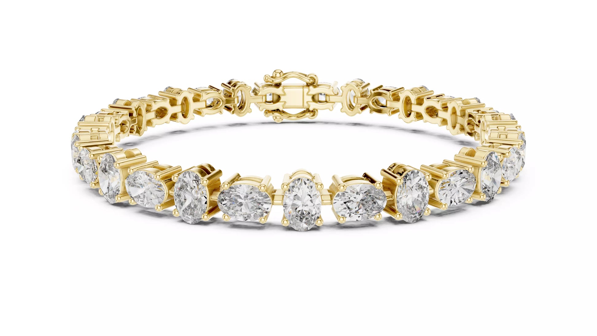 East-West Oval Natural Diamond Tennis Bracelet