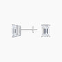 Emerald lab diamond stud earrings in 14K white gold from Delux Jewelry on white background
