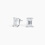 Emerald lab diamond stud earrings in 14K white gold by Delux Jewelry on white background