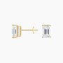 Emerald lab diamond stud earrings in 14K yellow gold from Delux Jewelry