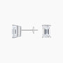 Emerald cut lab diamond stud earrings in 14K white gold, Delux Jewelry fine jewelry