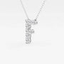 White gold pendant in the shape of letter F with lab grown diamonds on chain, Delux Jewelry