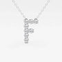 White gold letter F pendant necklace with lab grown diamonds, Delux Jewelry