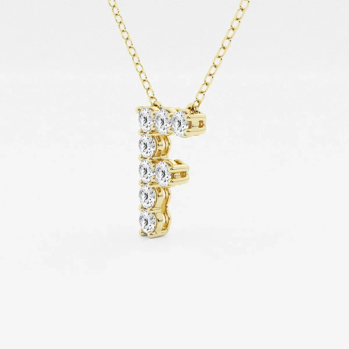 Gold letter F pendant necklace with lab grown diamonds, Delux Jewelry fine jewelry