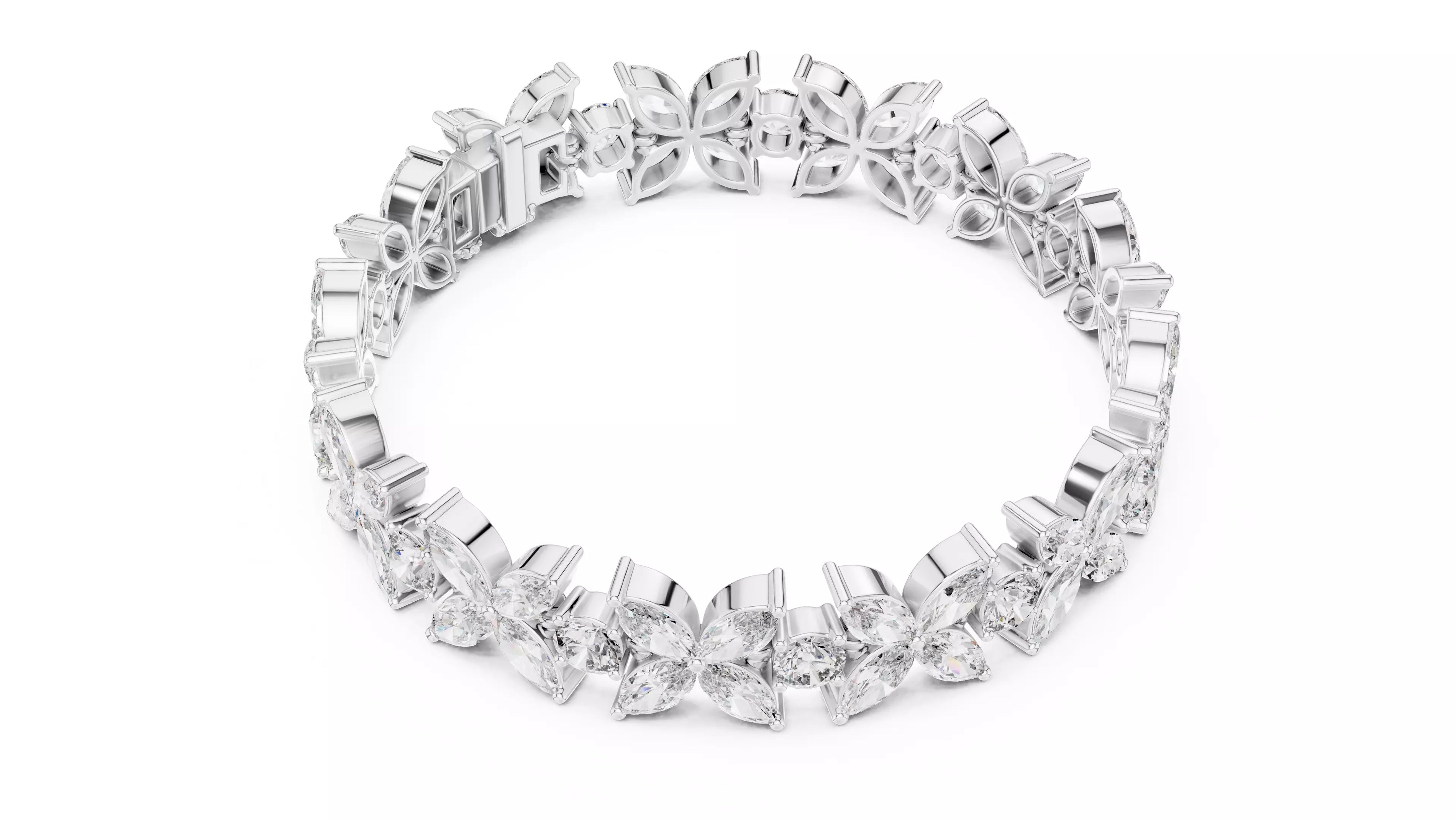 Butterfly Marquise & Round Natural Diamond Bracelet