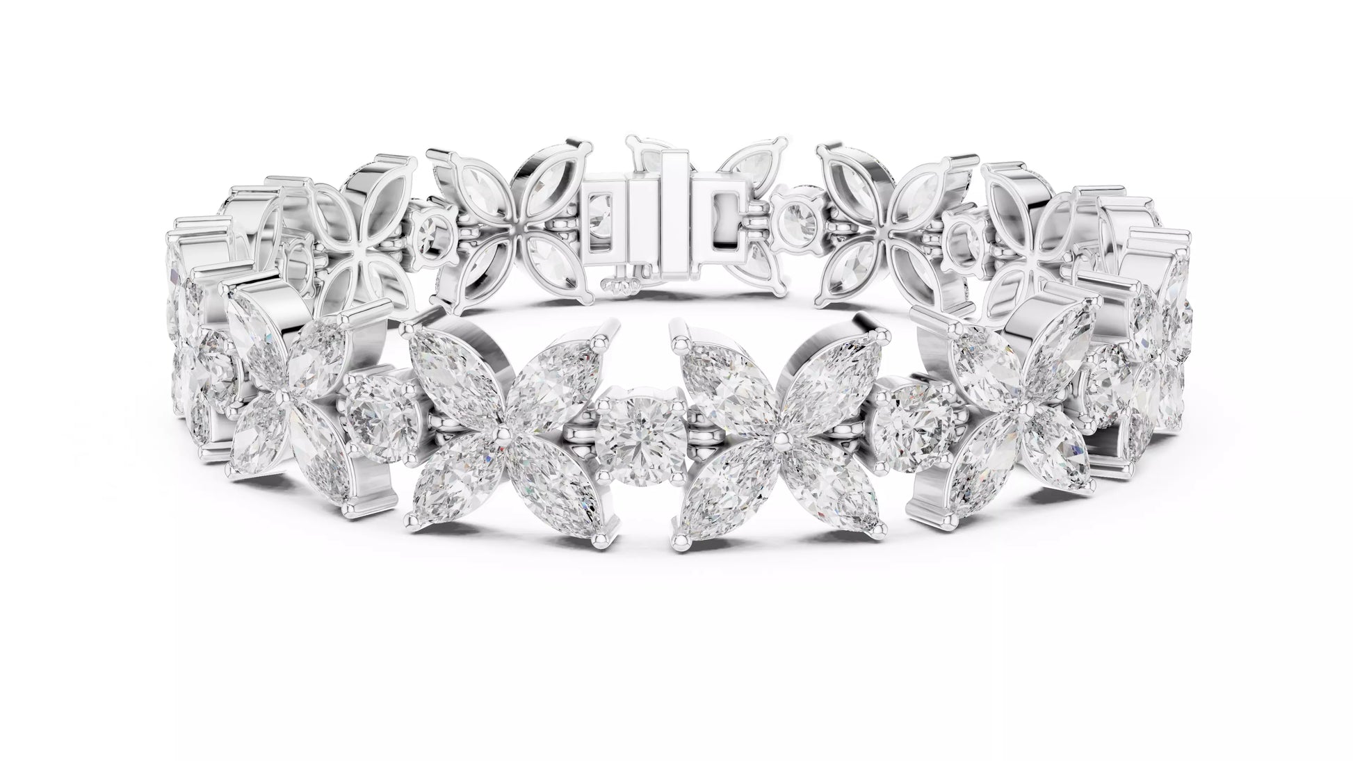 Butterfly Marquise & Round Natural Diamond Bracelet