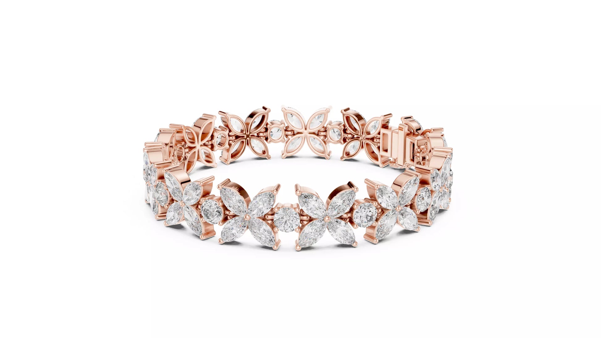 Butterfly Marquise & Round Natural Diamond Bracelet