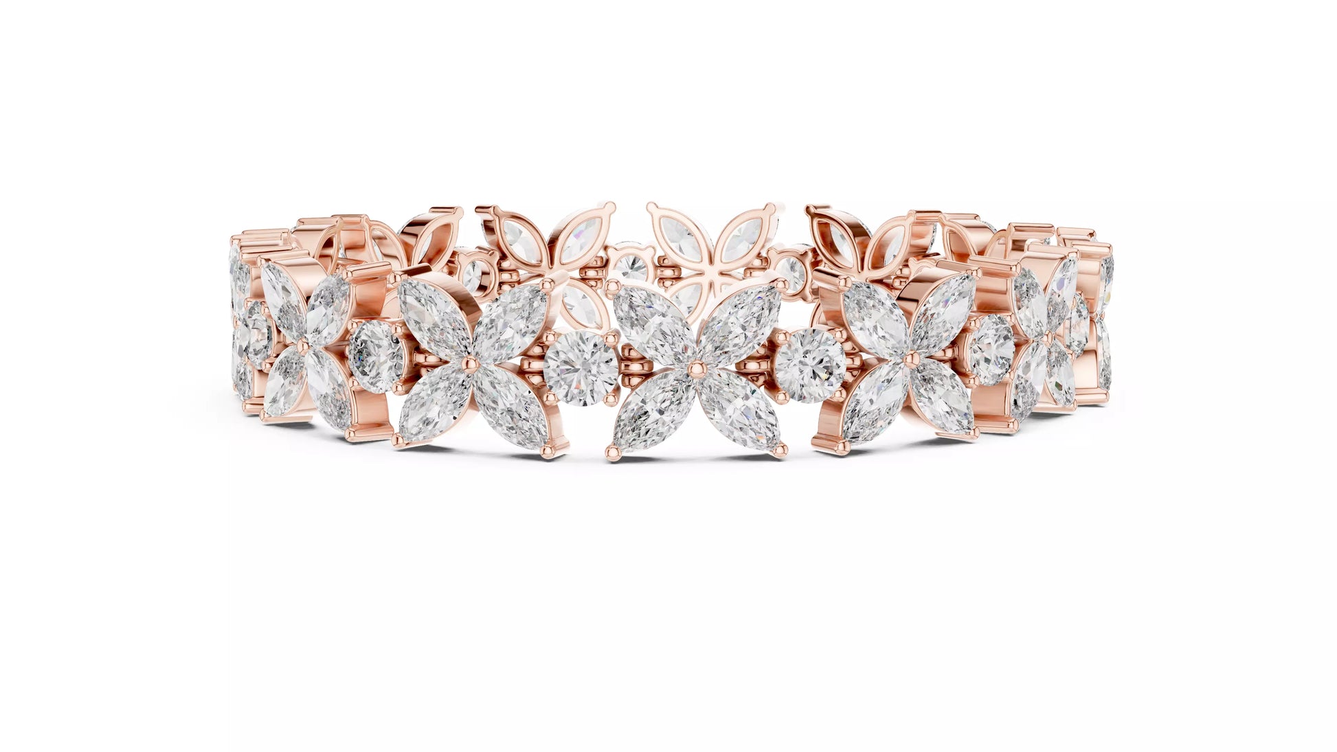 Butterfly Marquise & Round Natural Diamond Bracelet