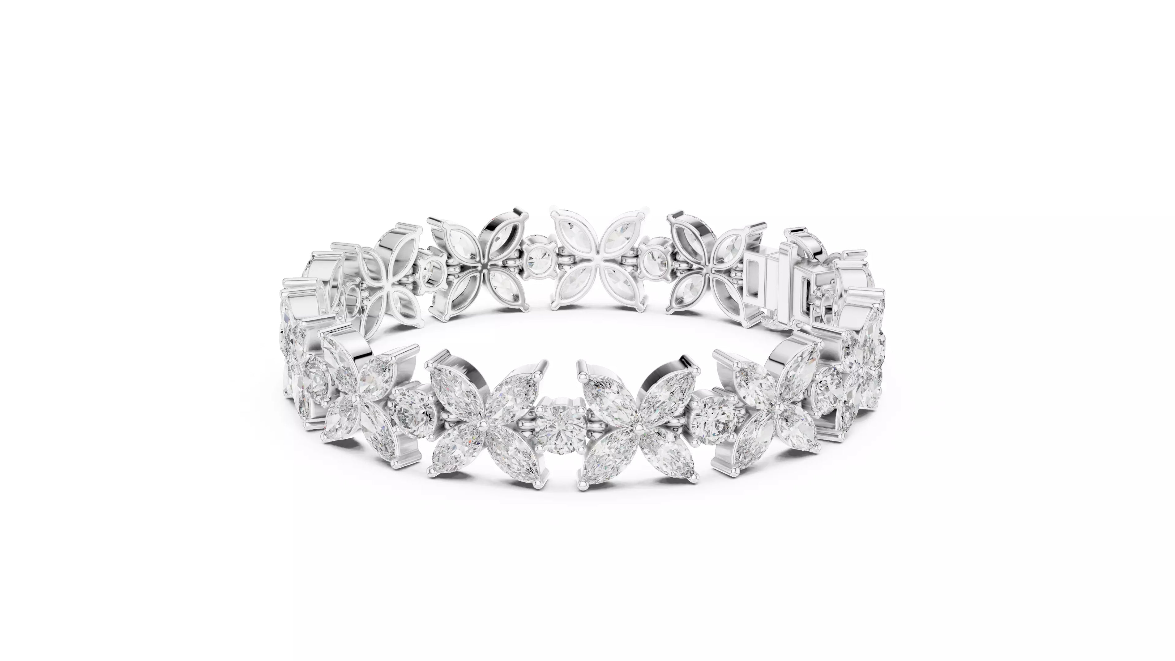 Butterfly Marquise & Round Natural Diamond Bracelet