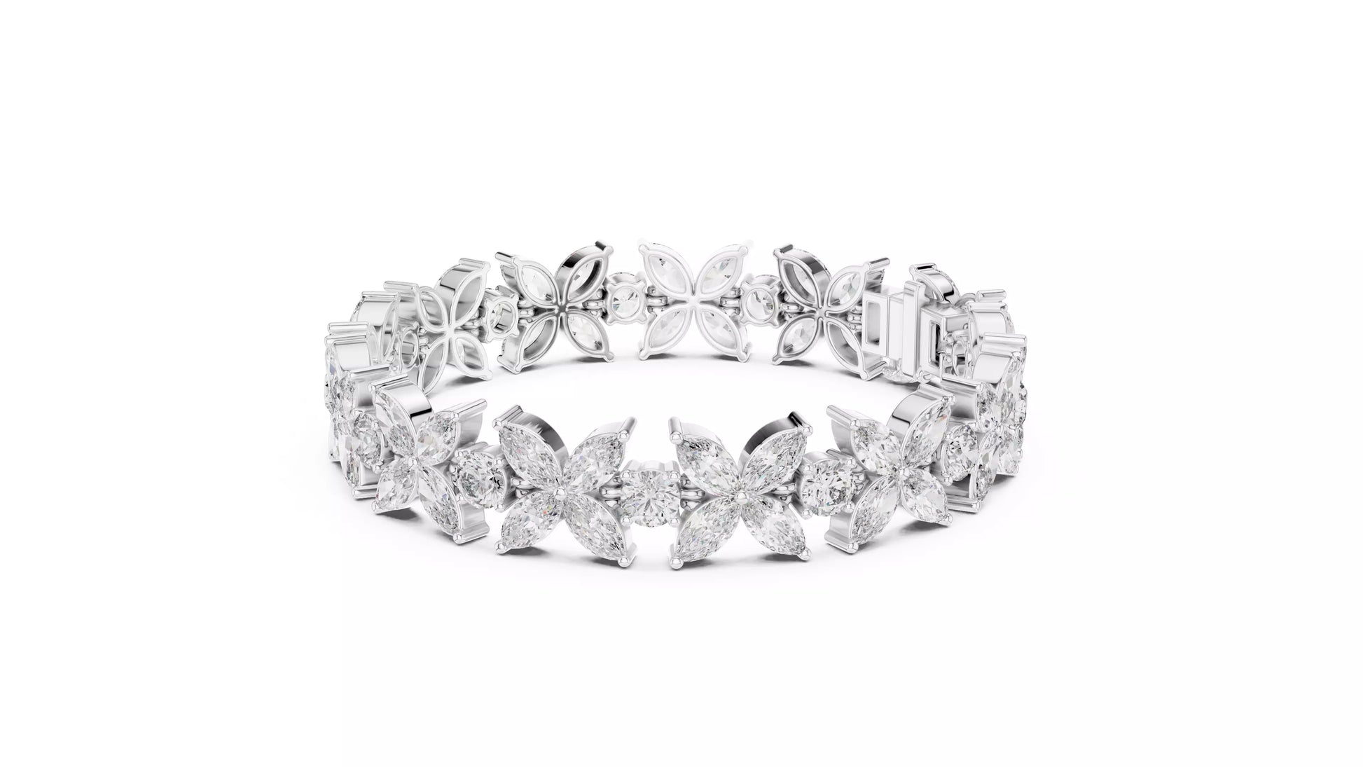 Butterfly Marquise & Round Natural Diamond Bracelet