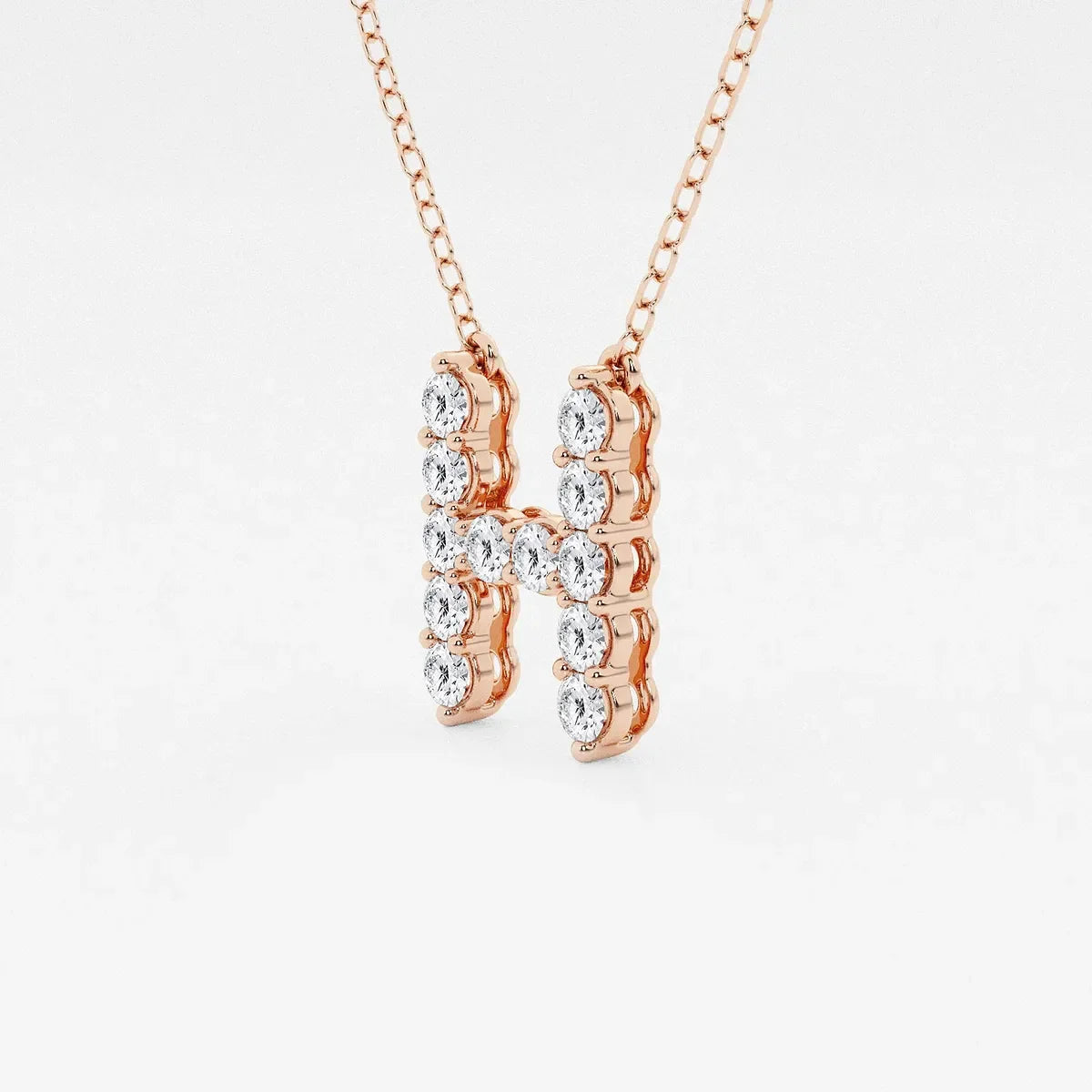 Rose gold necklace with letter H pendant set in lab grown diamonds, Delux Jewelry
