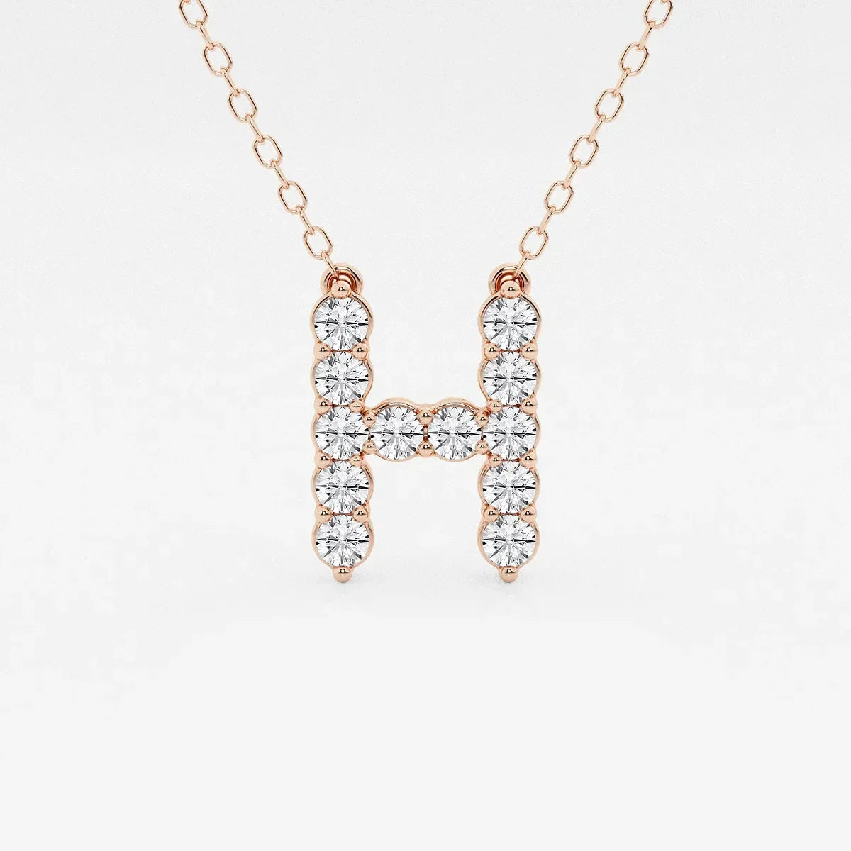 Rose gold necklace with lab grown diamond H pendant, Delux Jewelry fine jewelry collection