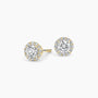 Lab grown diamond halo stud earrings in 14K yellow gold, Delux Jewelry fine jewelry