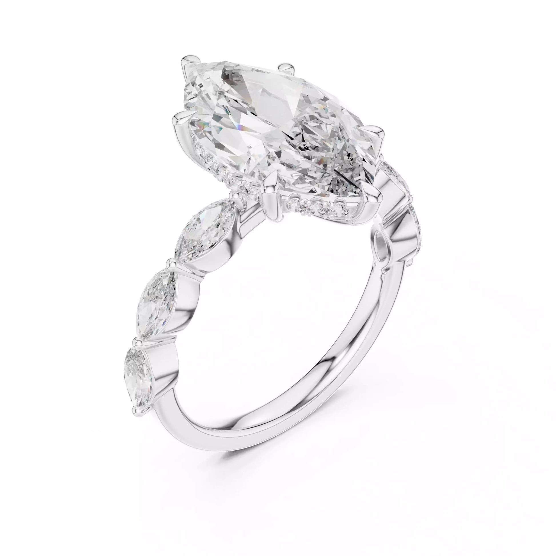 Hidden Halo Marquise Diamond Engagement Ring