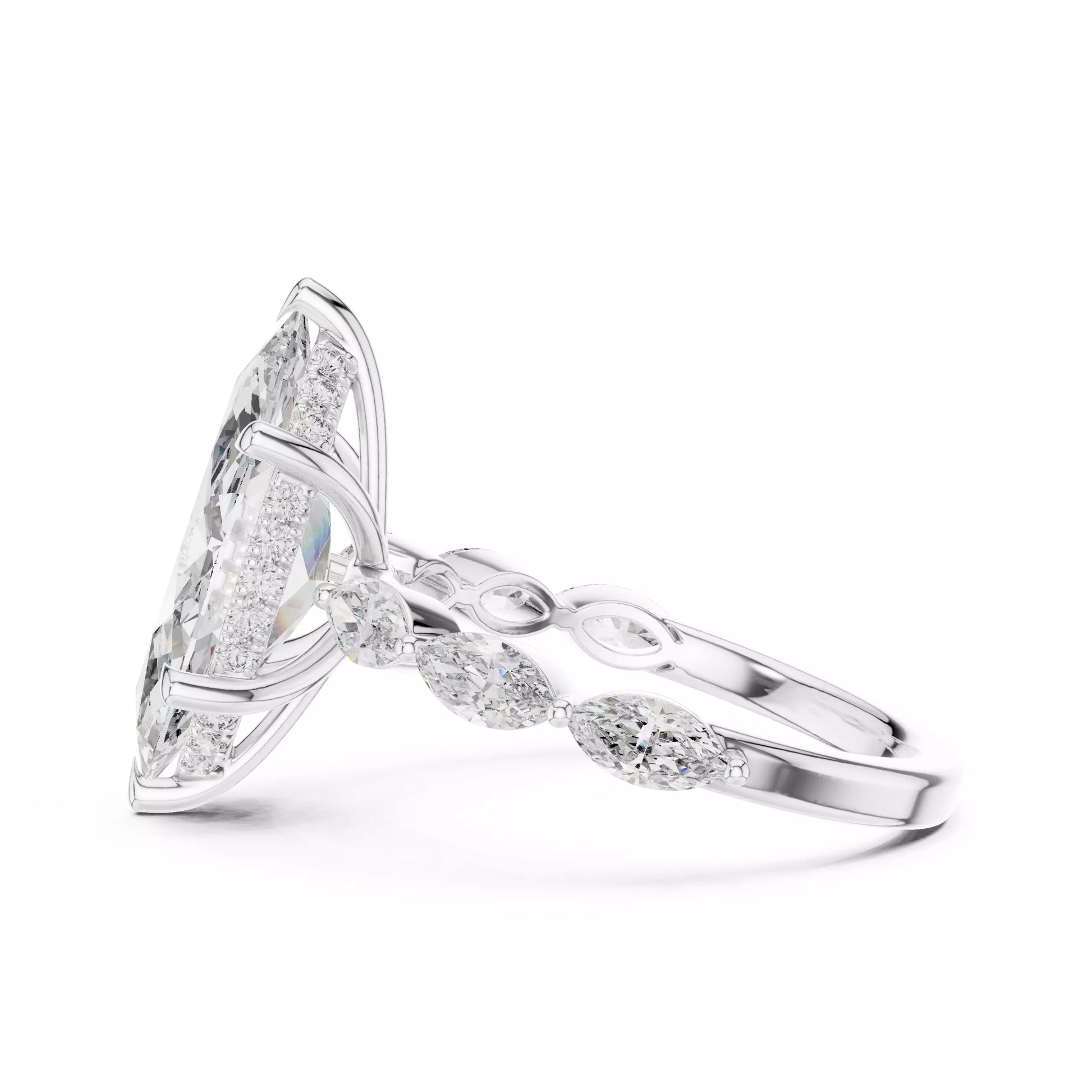 Hidden Halo Marquise Diamond Engagement Ring
