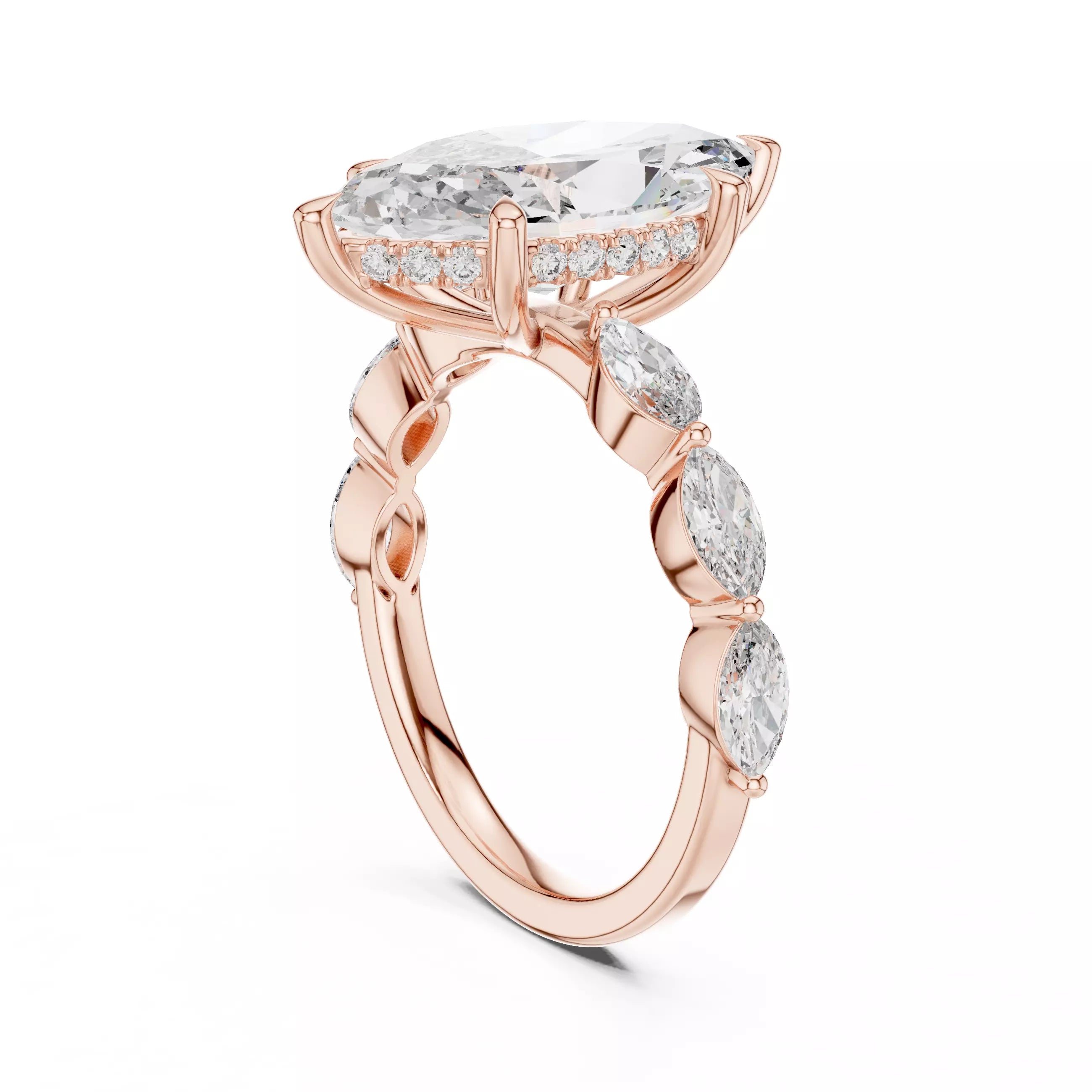 Hidden Halo Marquise Diamond Engagement Ring