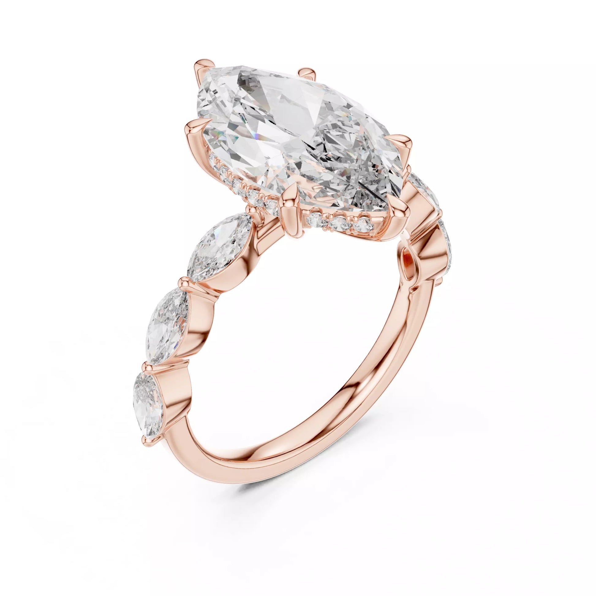 Hidden Halo Marquise Diamond Engagement Ring