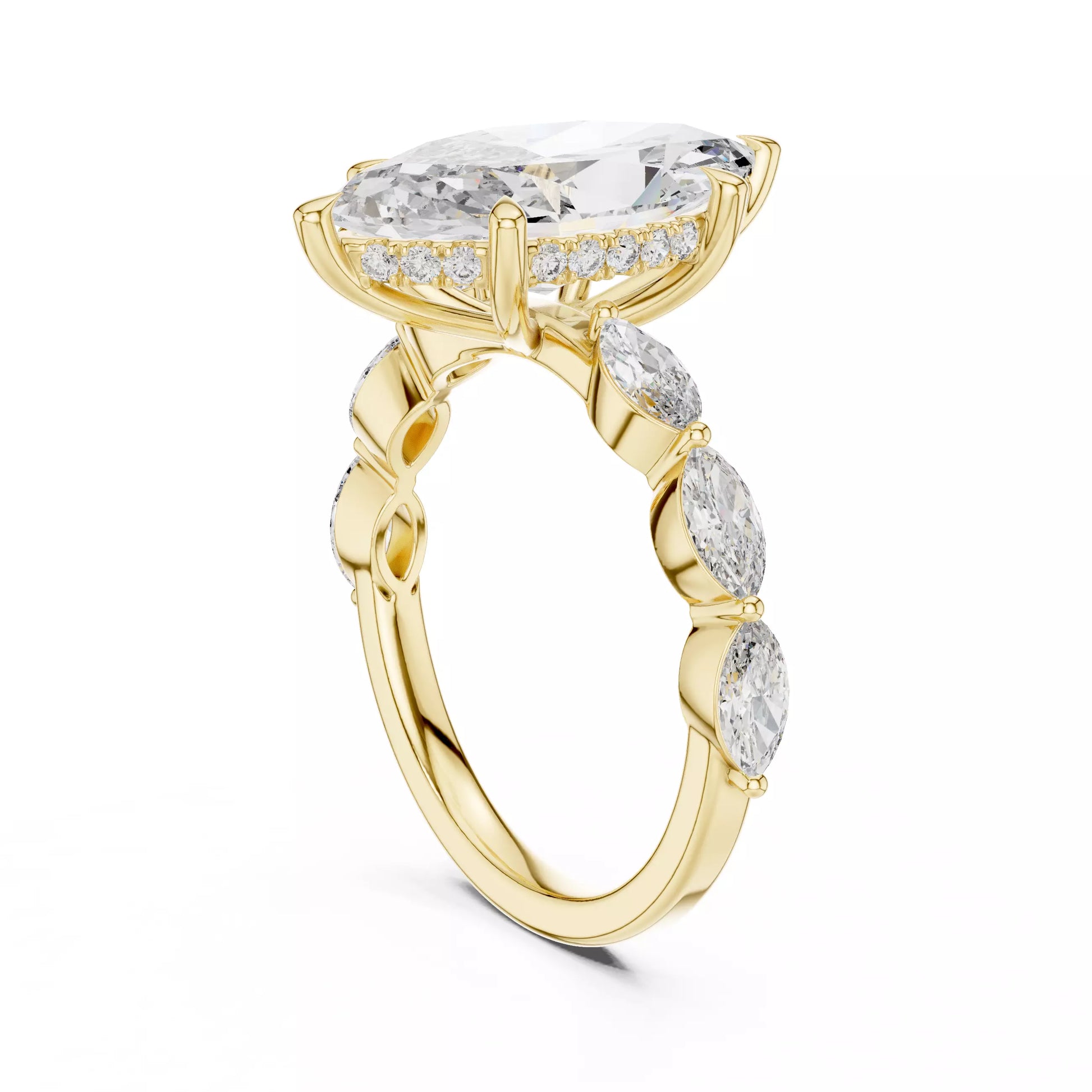 Hidden Halo Marquise Diamond Engagement Ring