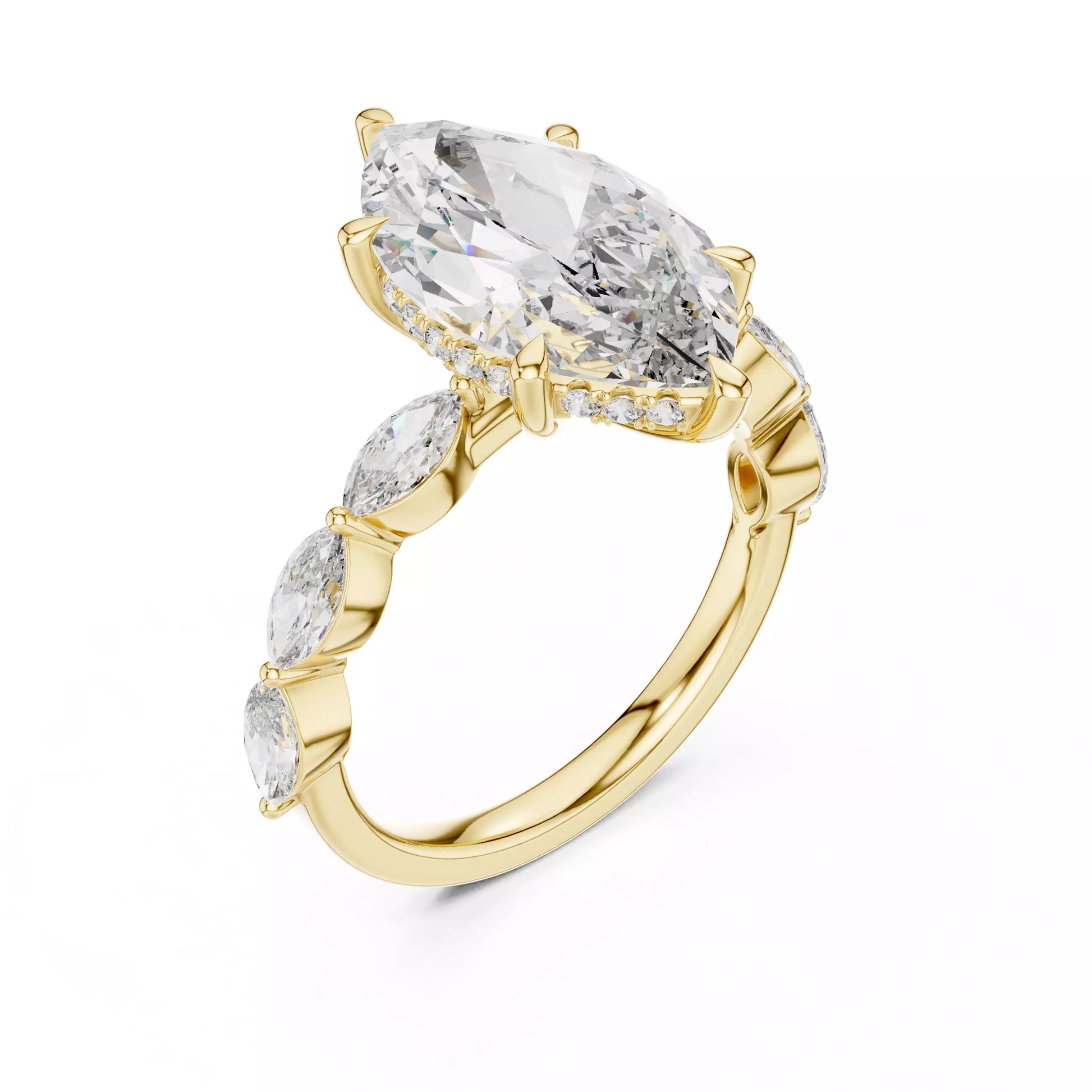 Hidden Halo Marquise Diamond Engagement Ring