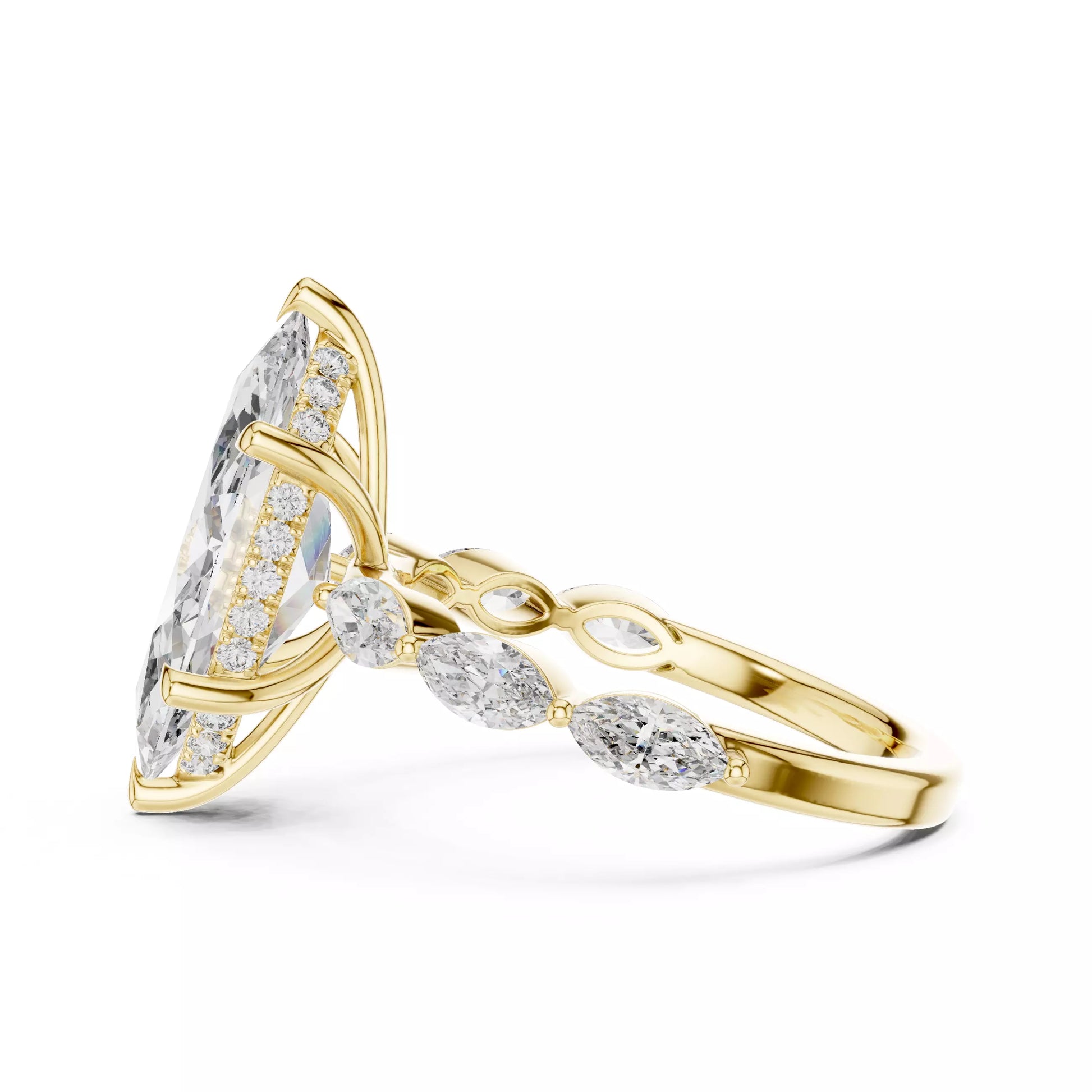 Hidden Halo Marquise Diamond Engagement Ring