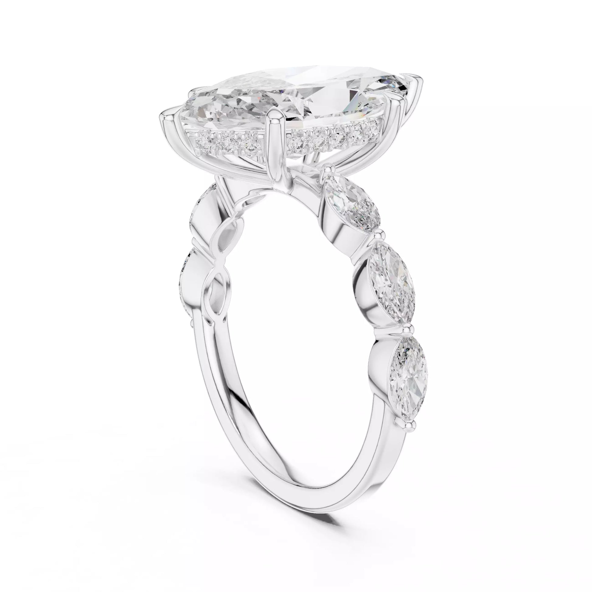 Hidden Halo Marquise Diamond Engagement Ring