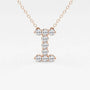 Rose gold pendant necklace with letter I, lab grown diamonds, Delux Jewelry