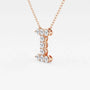 Rose gold pendant necklace with letter I, featuring round lab grown diamonds, Delux Jewelry