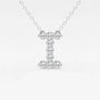 Lab grown diamond initial I pendant necklace in white gold by Delux Jewelry