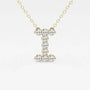 Yellow gold necklace with diamond letter I pendant, Delux Jewelry lab grown diamonds