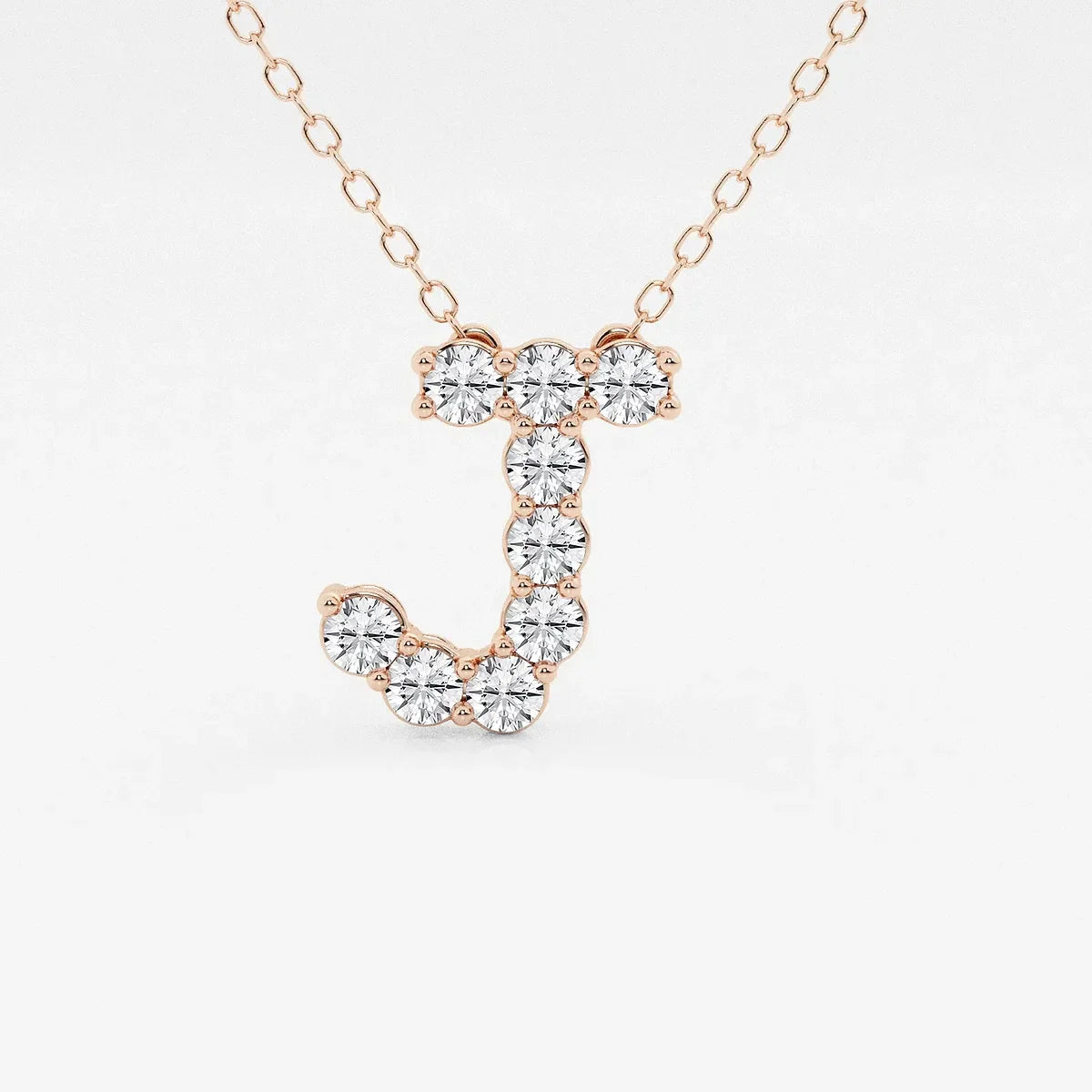 Rose gold necklace with lab grown diamond J pendant, Delux Jewelry fine jewelry