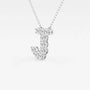 White gold necklace with diamond letter J pendant, lab grown diamonds, Delux Jewelry