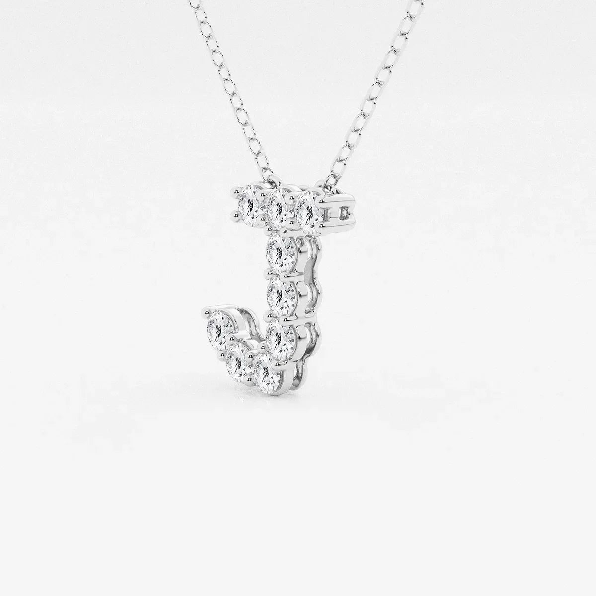 White gold necklace with diamond letter J pendant, lab grown diamonds, Delux Jewelry