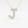 Gold chain necklace with lab grown diamond letter J pendant, Delux Jewelry