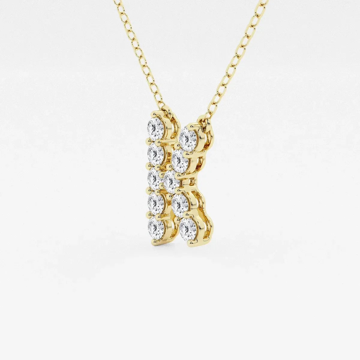 Yellow gold pendant with multiple round lab grown diamonds on chain, Delux Jewelry