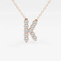 Rose gold pendant necklace with diamond letter K, Delux Jewelry lab grown diamond jewelry.