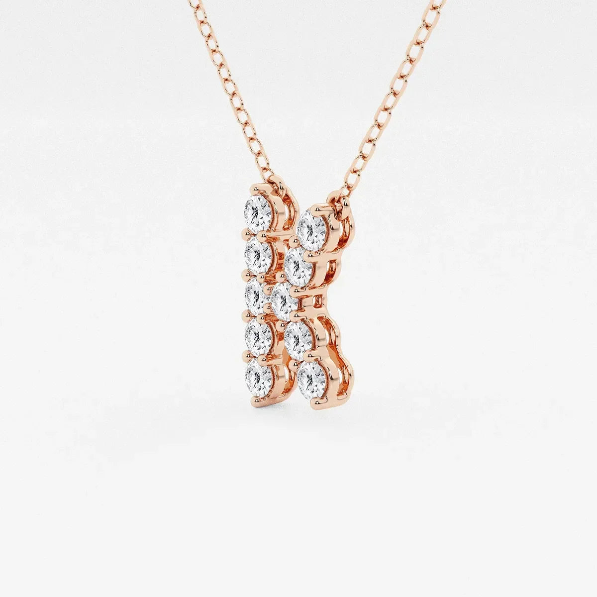 Rose gold pendant necklace with lab grown diamonds on fine chain, Delux Jewelry