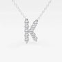 White gold necklace with letter K pendant set with lab grown diamonds, Delux Jewelry