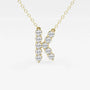 Yellow gold necklace with lab grown diamond letter K pendant, Delux Jewelry fine jewelry