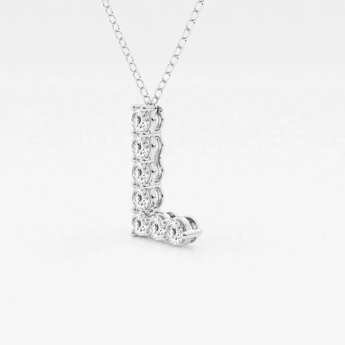White gold L initial pendant necklace with lab grown diamonds from Delux Jewelry
