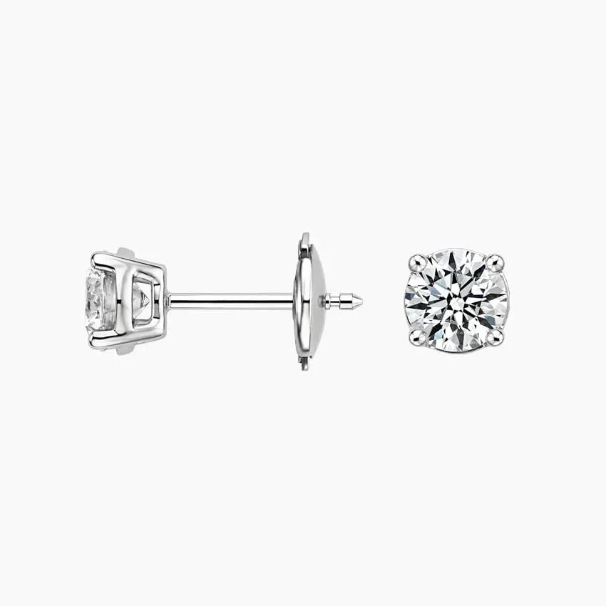 Lab diamond stud earrings in 14K white gold, round cut, Delux Jewelry fine jewelry